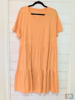 Euc George 🧡 🍊 🧡 Tiered Short-Sleeve T-shirt Midi Dress Plus Size 1X